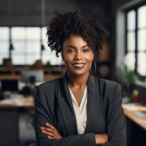 Black woman folding hands