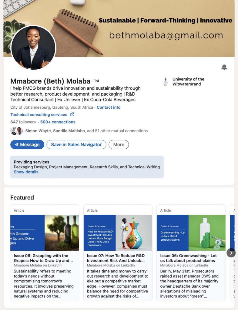 Profile screenshot - Beth