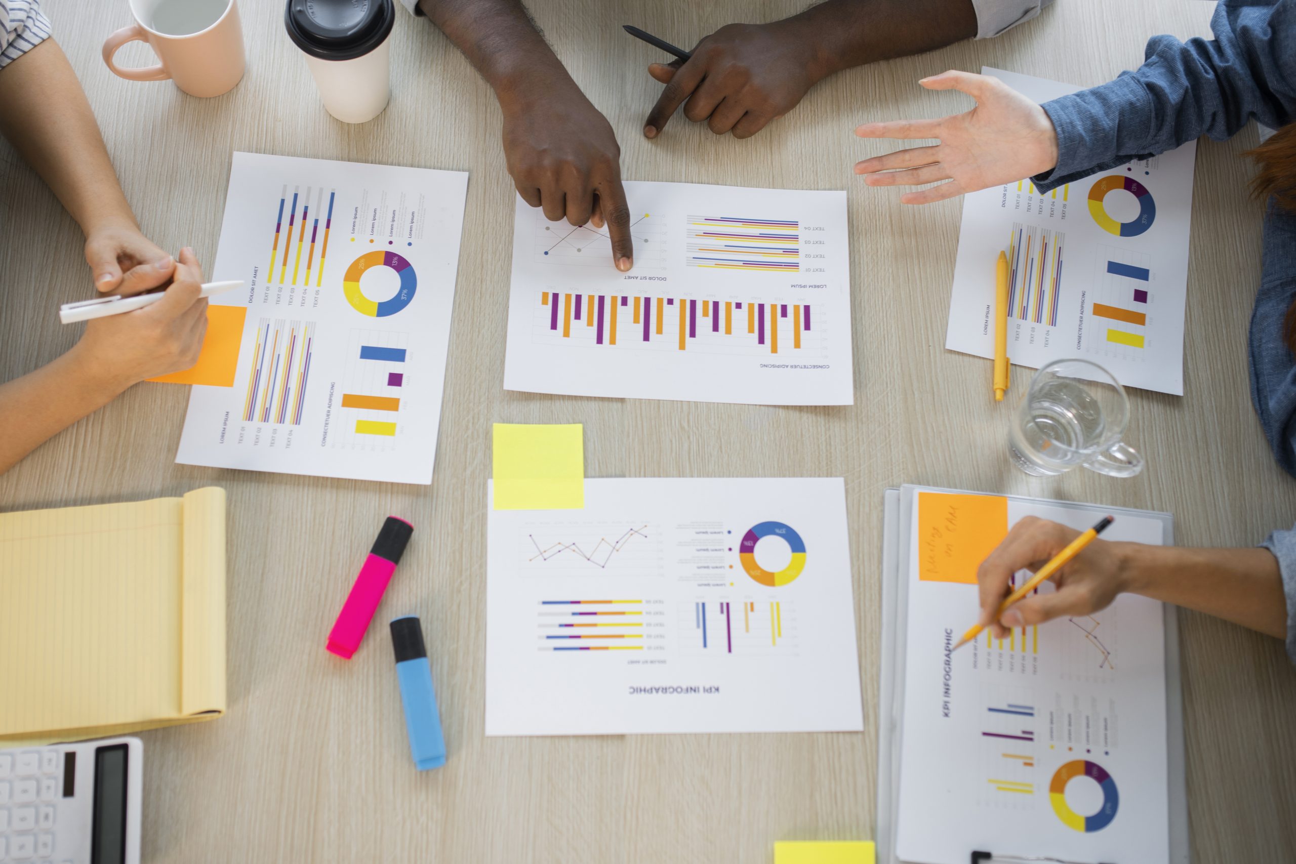 Team members working on analytics dashboards