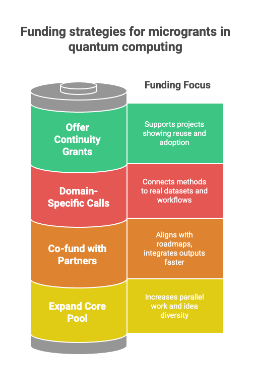 Funding strategies for microgrants in quantum computing